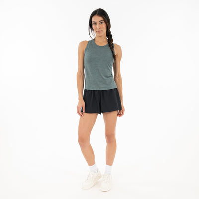 Drift Performance Crop Tank | Heather - Jungle Green/Dusty Pine