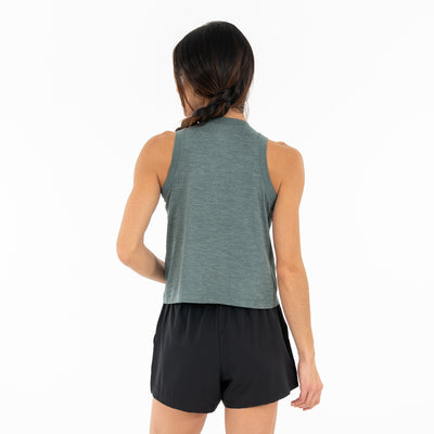 Drift Performance Crop Tank | Heather - Jungle Green/Dusty Pine