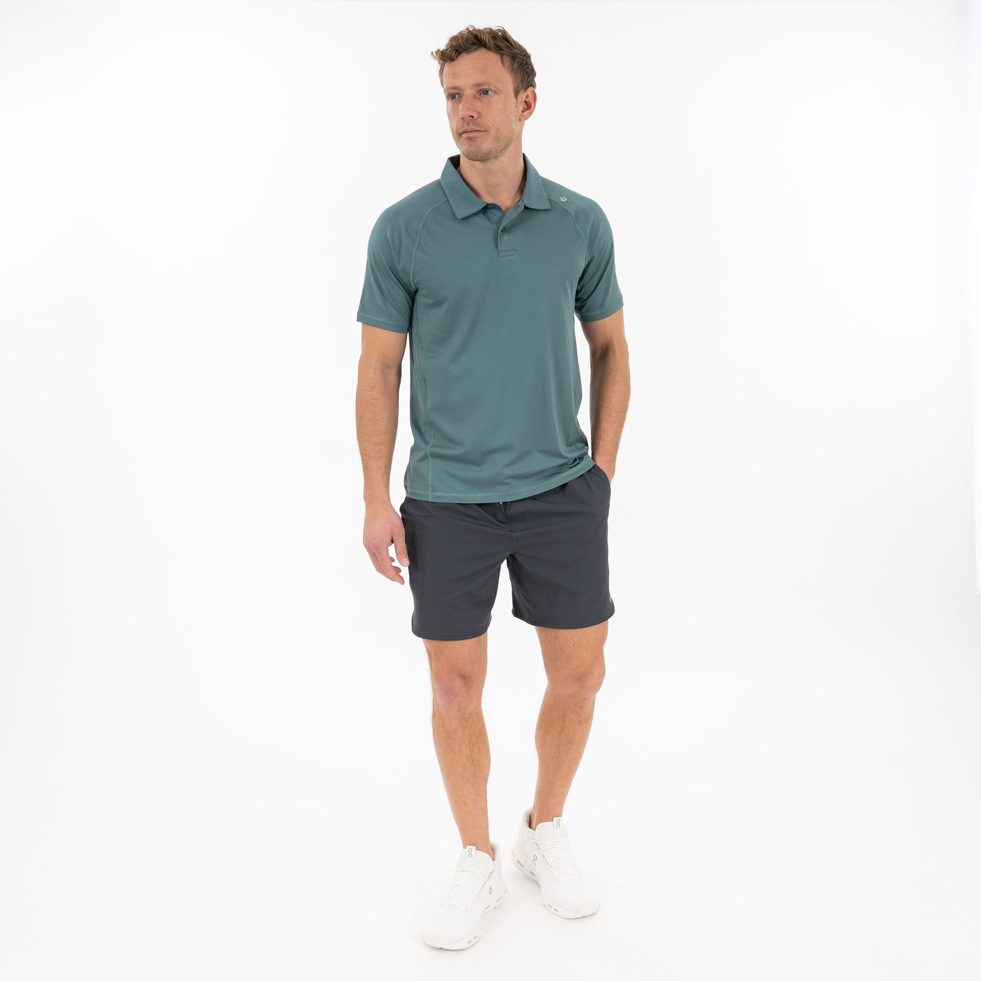 Blitz Tech Polo | Heather - Jungle Green/Dusty Pine