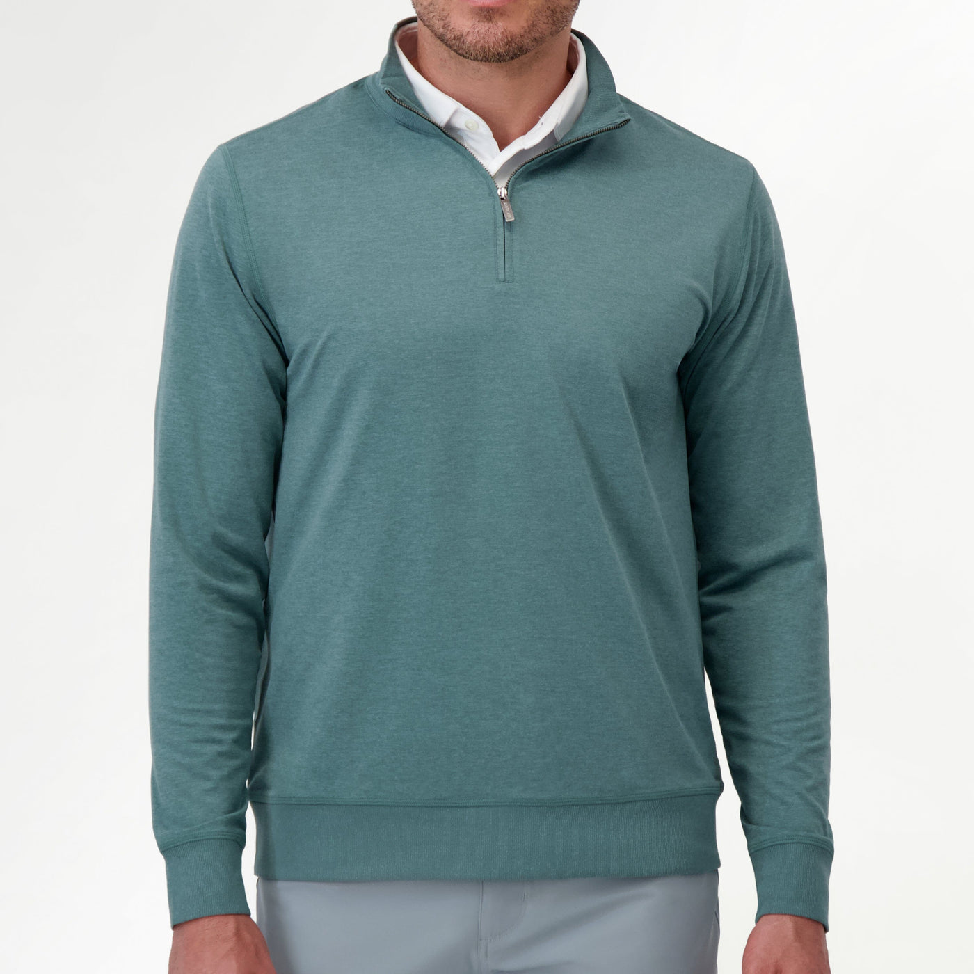 Pace Q-Zip Pullover | Heather - Jungle Green/Jungle Green