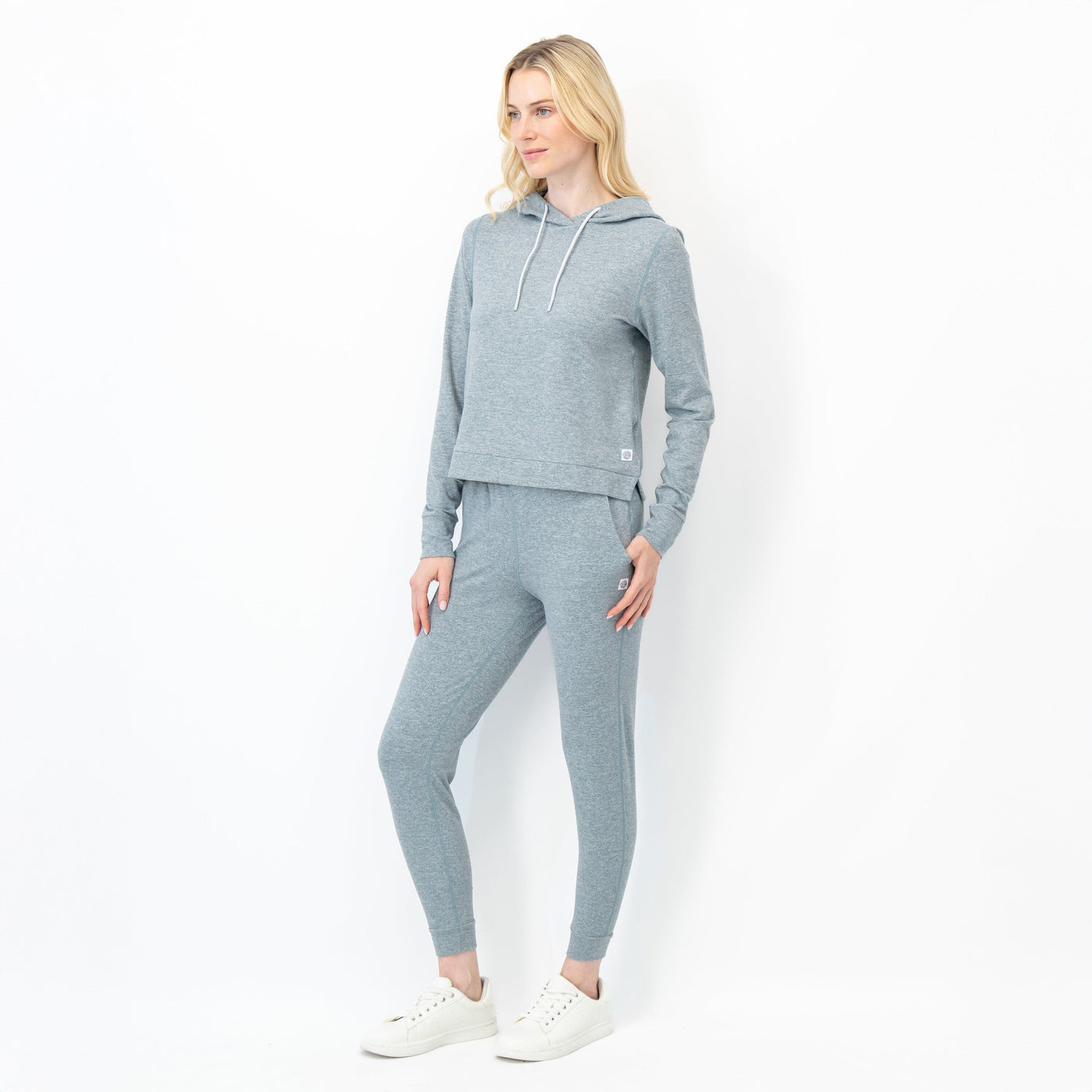 Tempo Performance Hoodie | Heather - Jungle Green/White