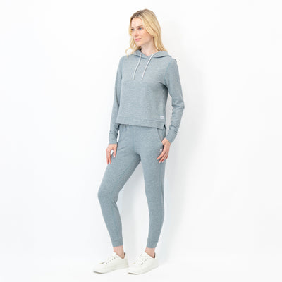 Tempo Performance Hoodie | Heather - Jungle Green/White