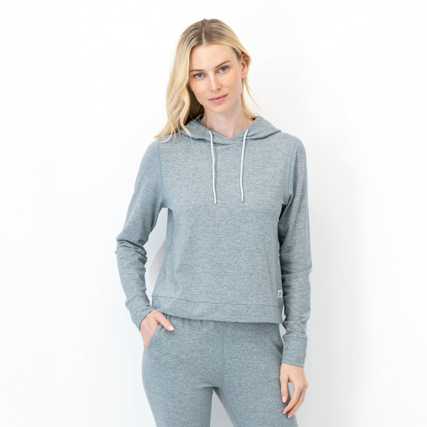 Tempo Performance Hoodie | Heather - Jungle Green/White