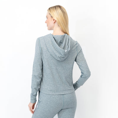 Tempo Performance Hoodie | Heather - Jungle Green/White