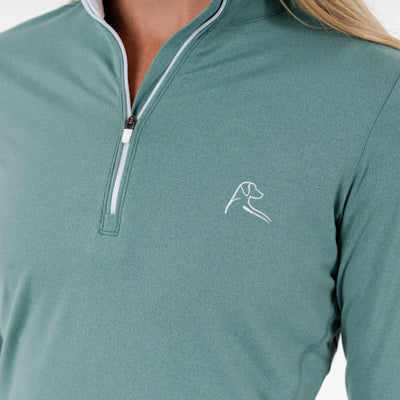 Heather Performance Q-Zip | Heather - Leaf Green/Bullfrog Green