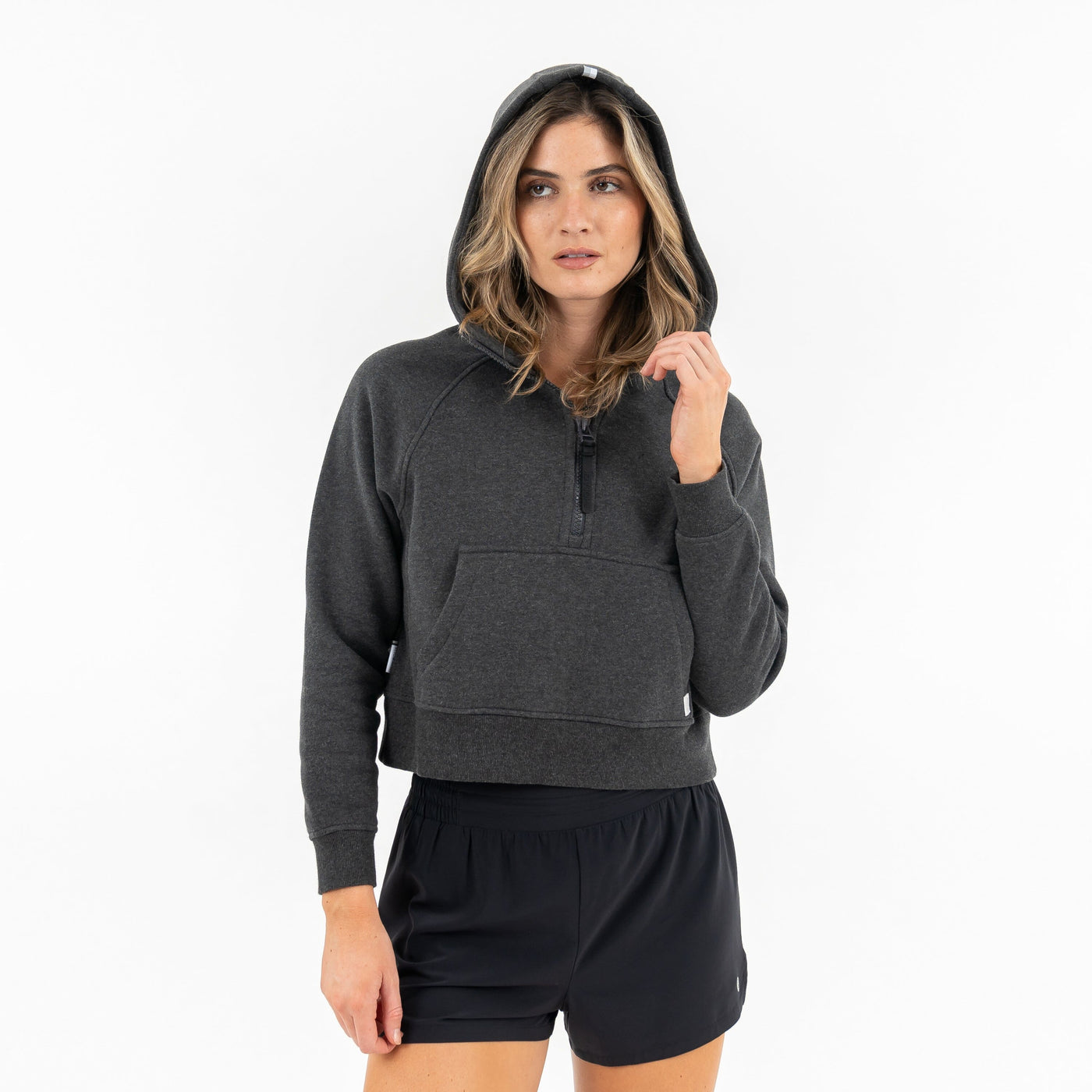 Clarity Half-Zip Hoodie | Heather - Midnight Black