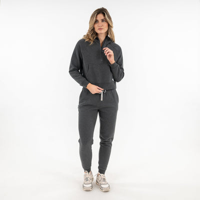 Clarity Half-Zip Hoodie | Heather - Midnight Black