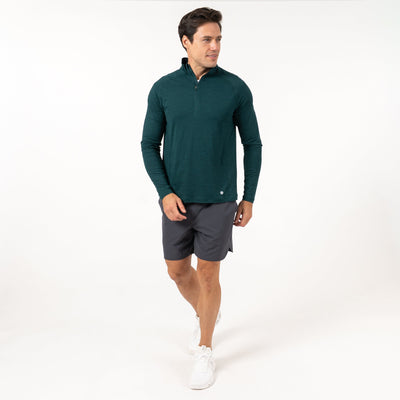 Tailwind Performance Q-Zip | Heather - Ponderosa Green/Ponderosa Green