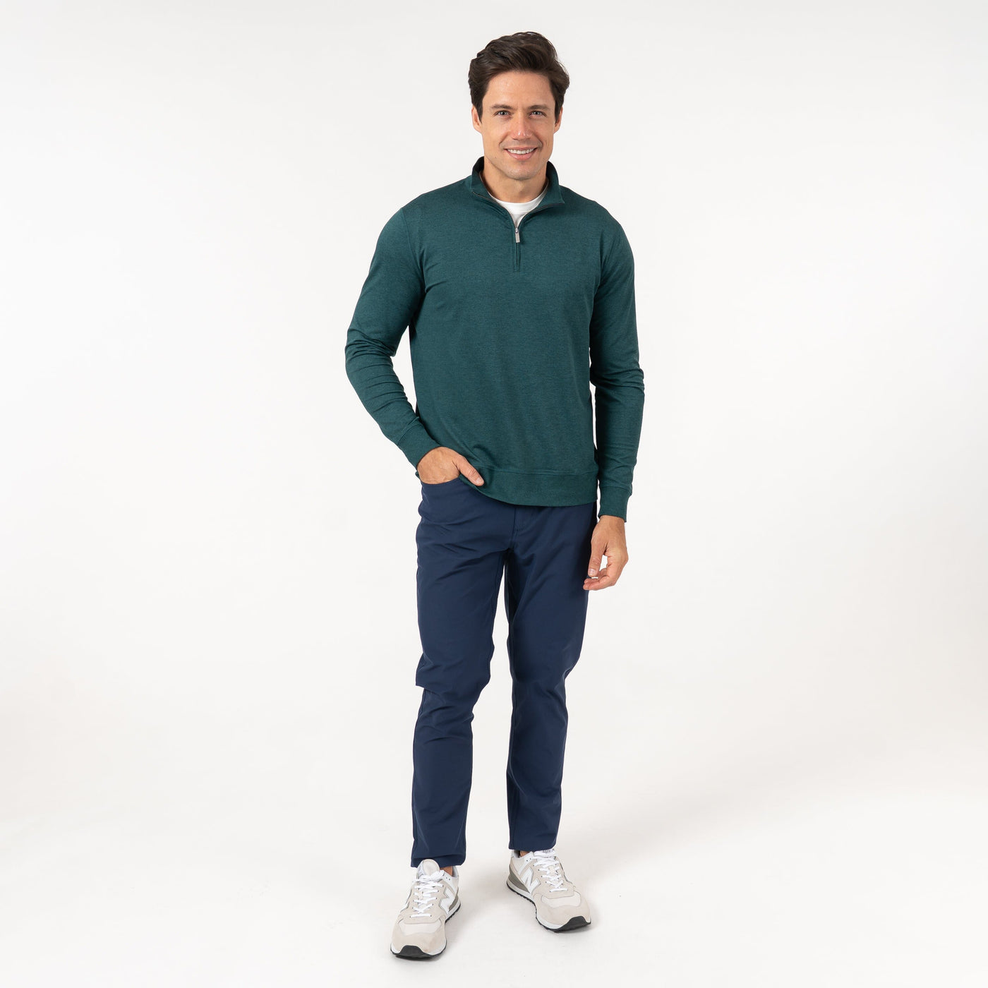 Pace Q-Zip Pullover | Heather - Ponderosa Green/Hunter Green