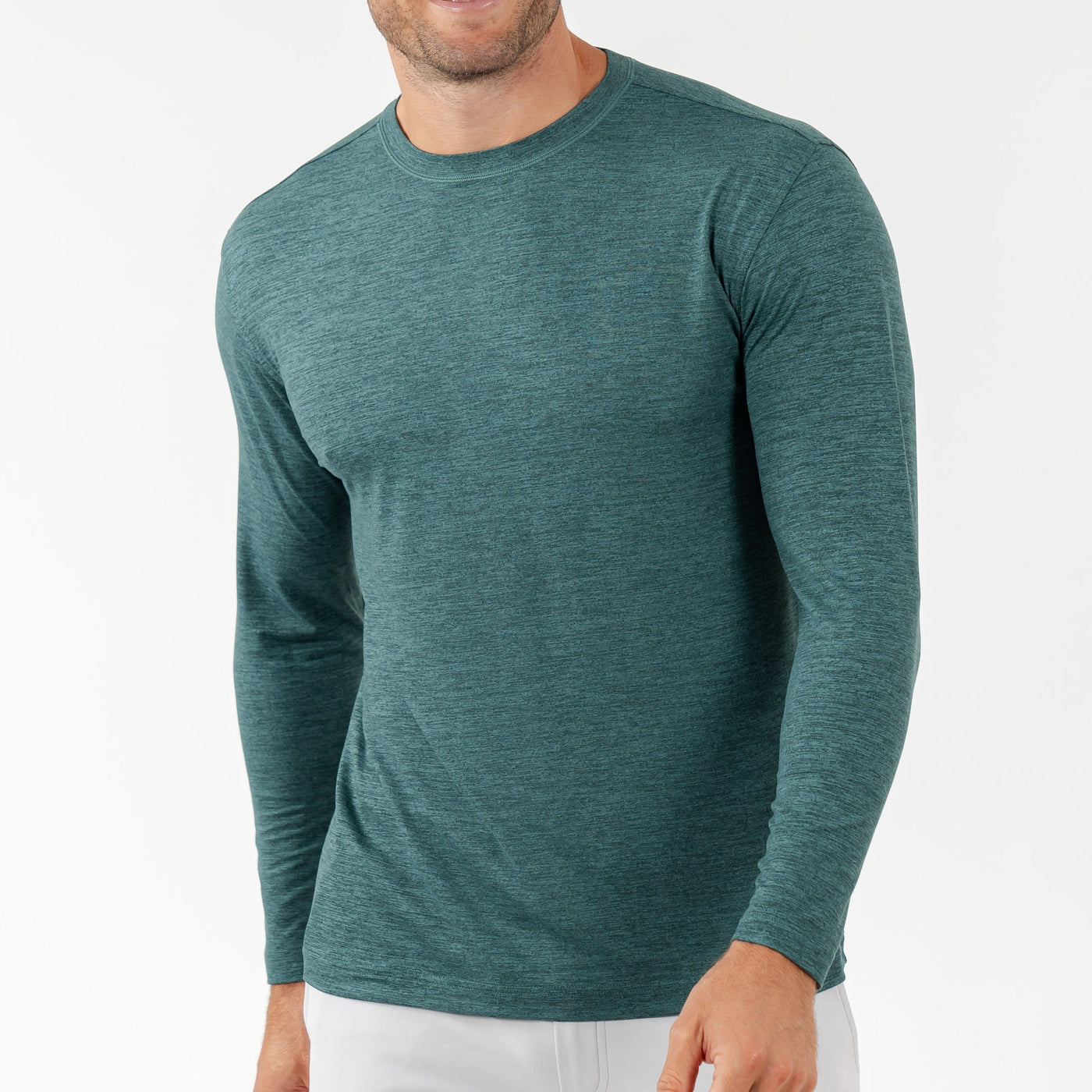 Tailwind Performance Long Sleeve Tee | Heather - Ponderosa Green/Leaf Green