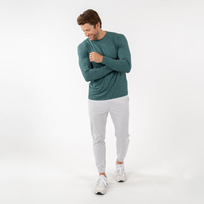 Tailwind Performance Long Sleeve Tee | Heather - Ponderosa Green/Leaf Green