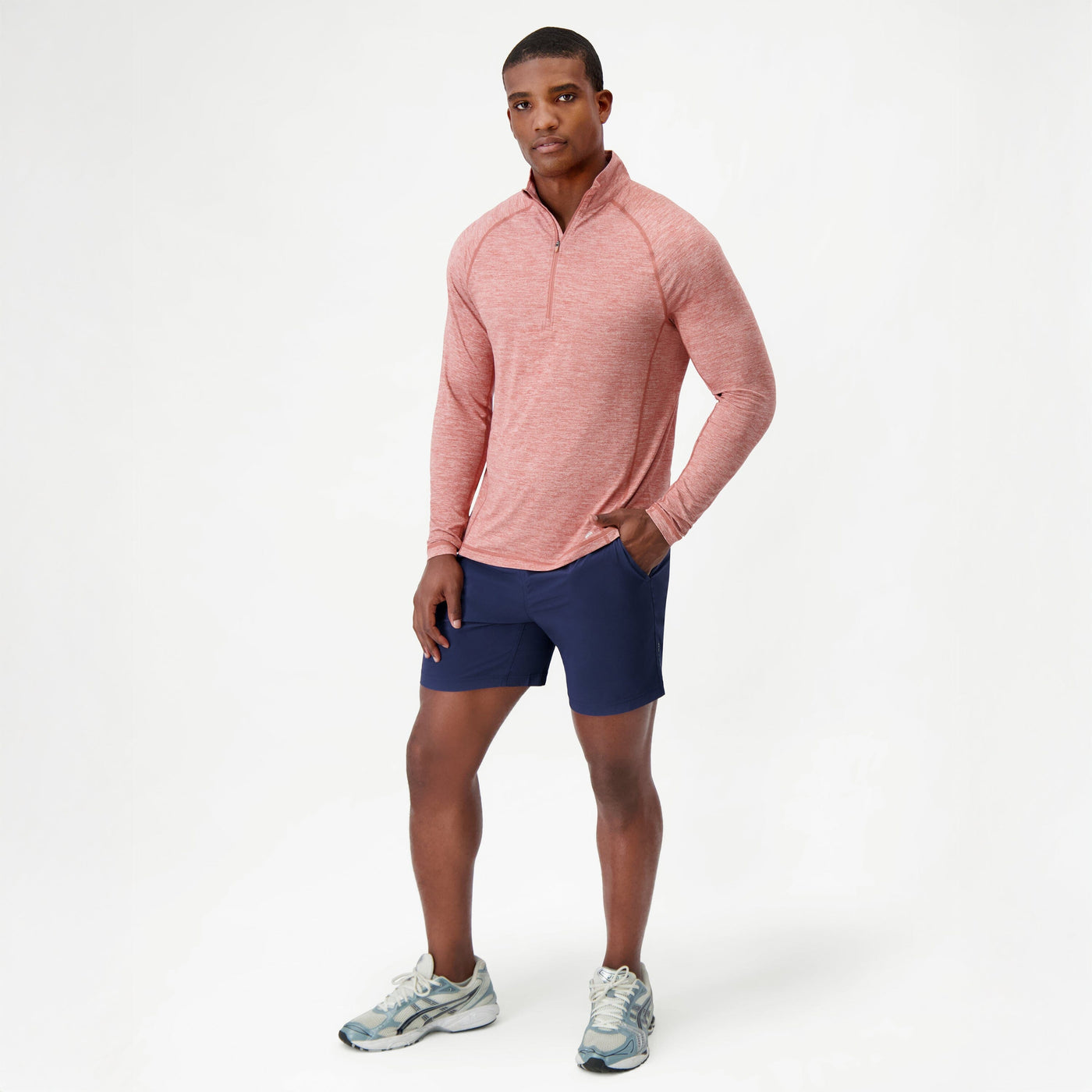 Tailwind Performance Q-Zip | Heather - Rouge Red/White