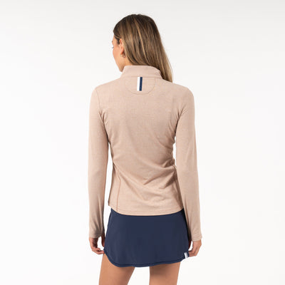 Heather Performance Q-Zip | Heather - Sepia/White
