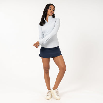 Heather Performance Q-Zip | Heather - Stratus Grey/White