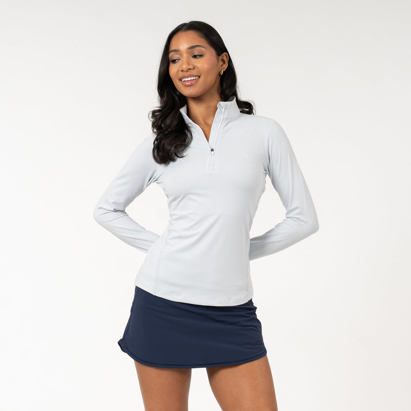 Heather Performance Q-Zip | Heather - Stratus Grey/White