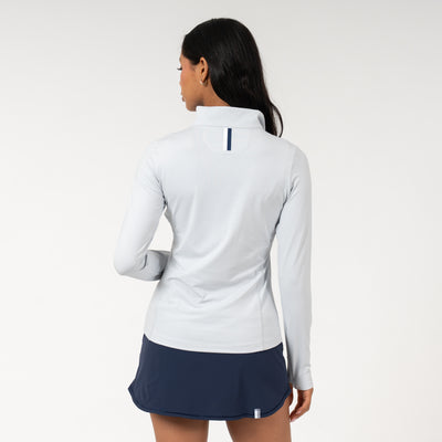Heather Performance Q-Zip | Heather - Stratus Grey/White
