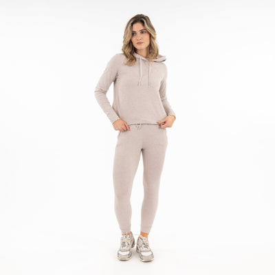 Tempo Performance Jogger | Heather - Warm Stone/White