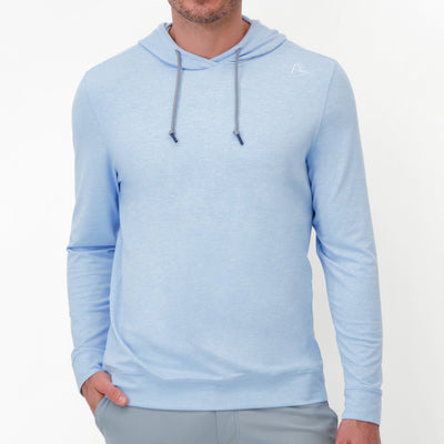 Hesi Performance Hoodie | Heather - Zenith Blue/White