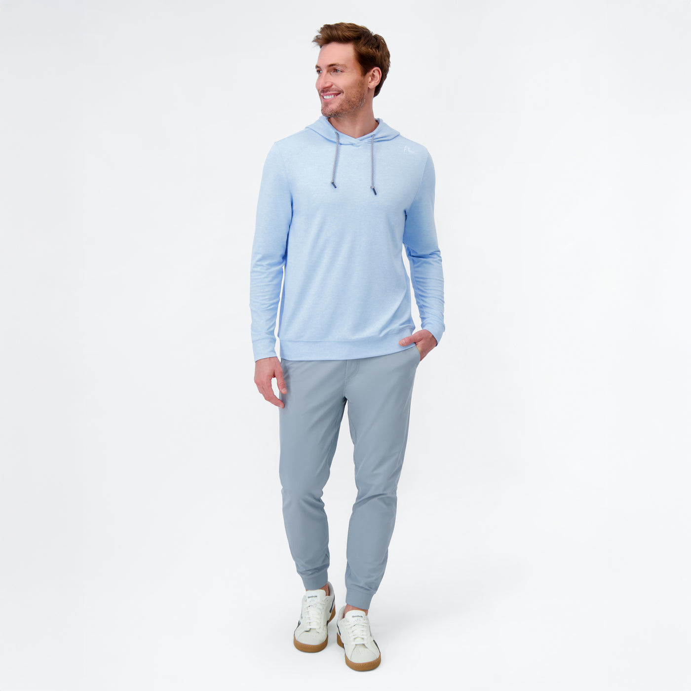 Hesi Performance Hoodie | Heather - Zenith Blue/White