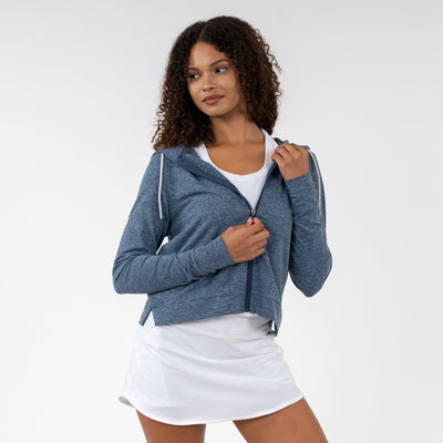 Tempo Performance Full-Zip Hoodie | Heather - Zone Blue/Fleet Navy