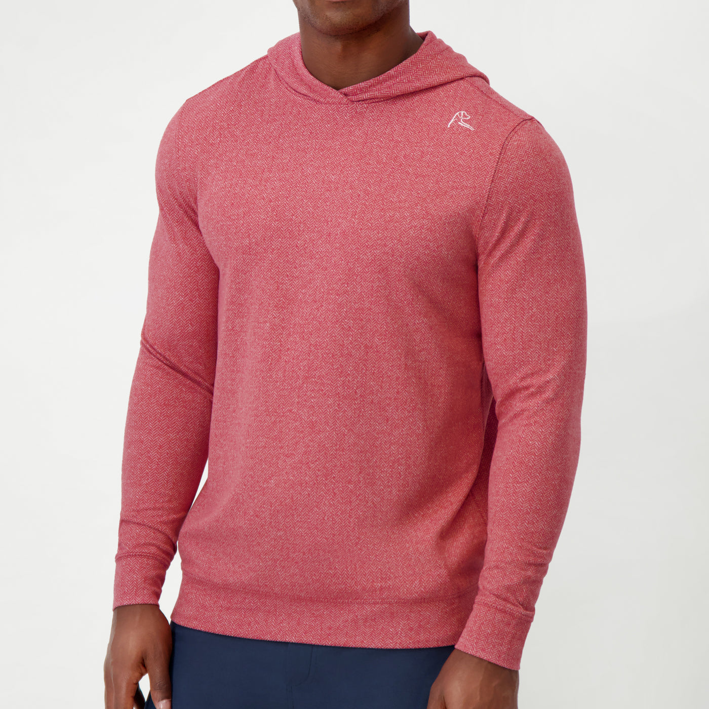 Hesi Performance Hoodie | Herringbone Jacquard - Cardinal Red/White