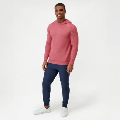 Hesi Performance Hoodie | Herringbone Jacquard - Cardinal Red/White