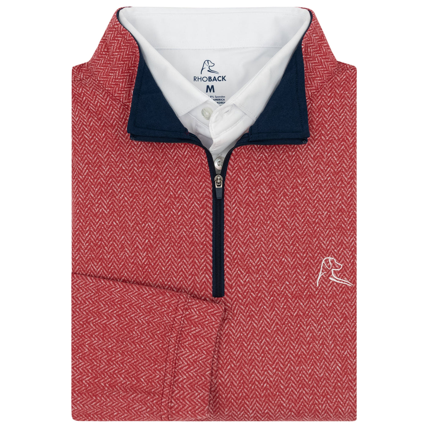 Herringbone Jacquard Performance Q-Zip | The Herringbone Jacquard - Cardinal Red/White