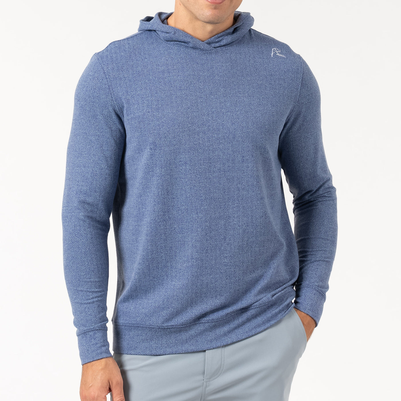 Hesi Performance Hoodie | Herringbone Jacquard - Flag Blue/Zenith Blue