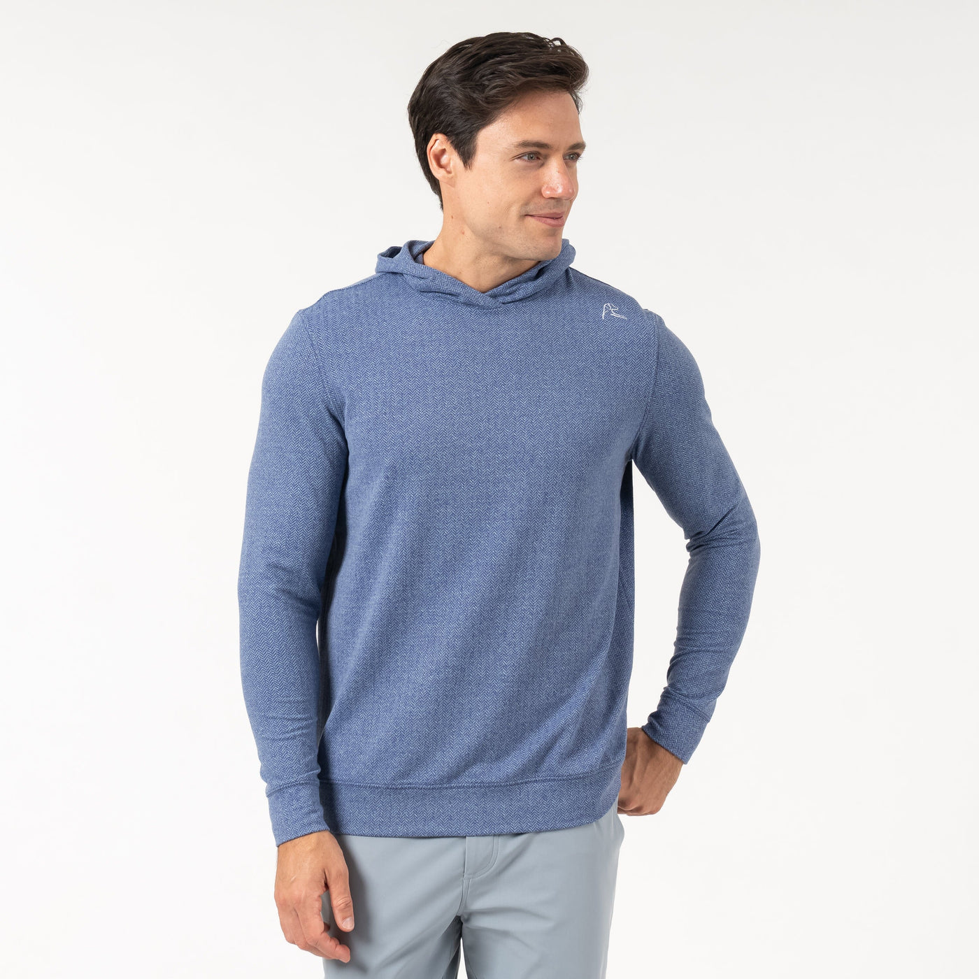 Hesi Performance Hoodie | Herringbone Jacquard - Flag Blue/Zenith Blue