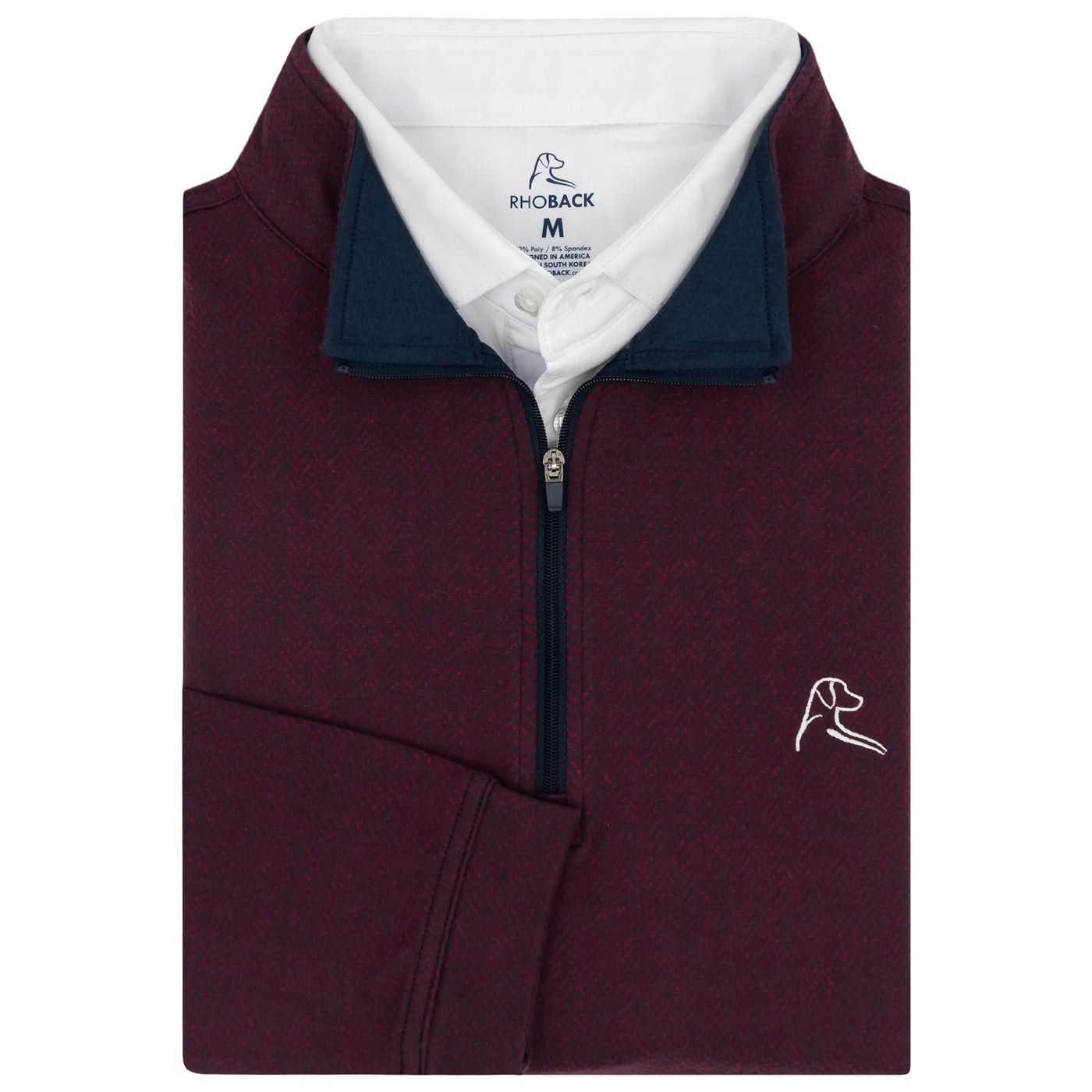 Herringbone Jacquard Performance Q-Zip | The Herringbone Jacquard - Fleet Navy/Cardinal Red