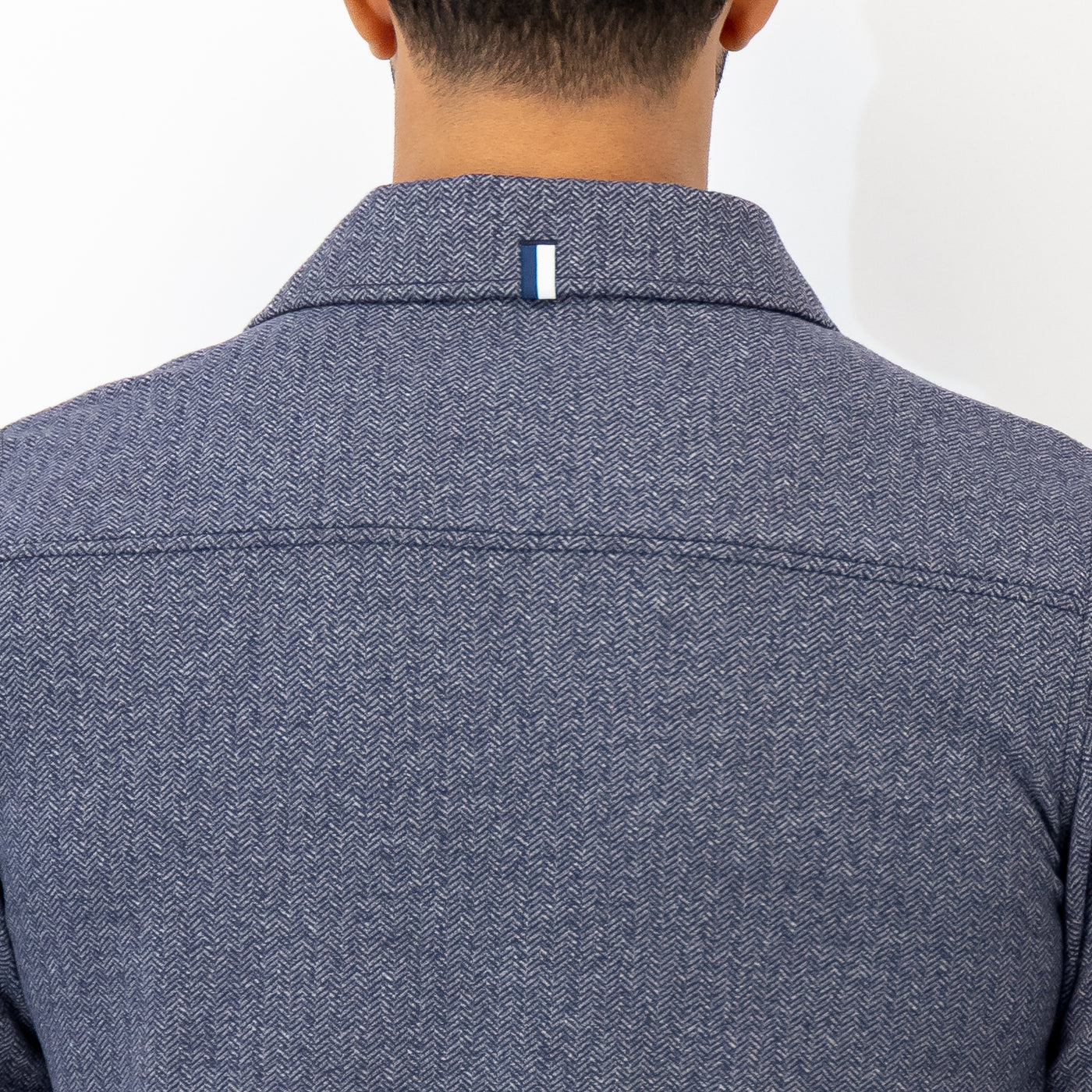Sheffield Shirt | The Herringbone Jacquard - Fleet Navy/White