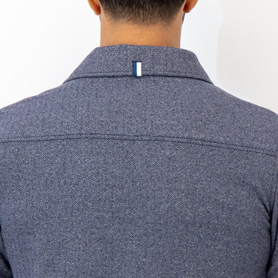 Sheffield Shirt | The Herringbone Jacquard - Fleet Navy/White