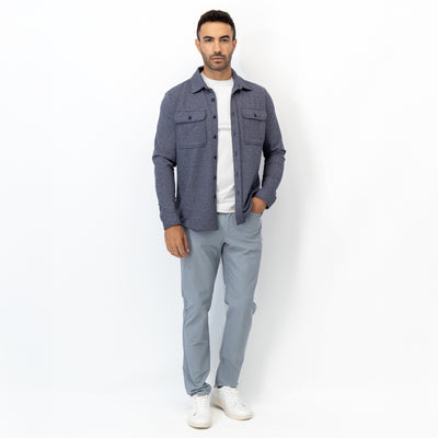 Sheffield Shirt | The Herringbone Jacquard - Fleet Navy/White
