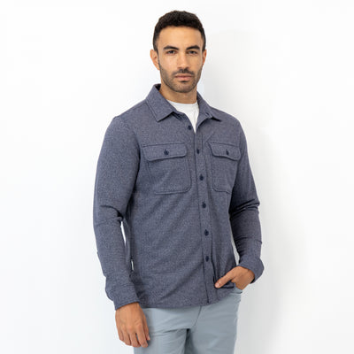 Sheffield Shirt | The Herringbone Jacquard - Fleet Navy/White