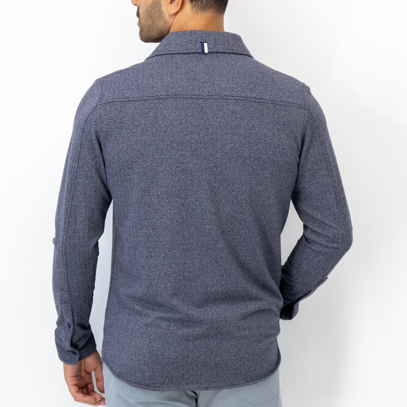 Sheffield Shirt | The Herringbone Jacquard - Fleet Navy/White