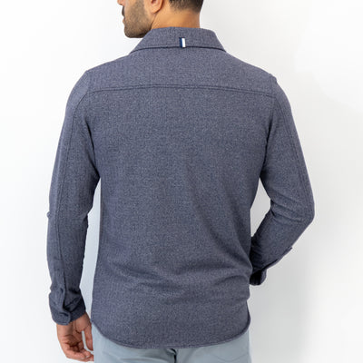 Sheffield Shirt | The Herringbone Jacquard - Fleet Navy/White