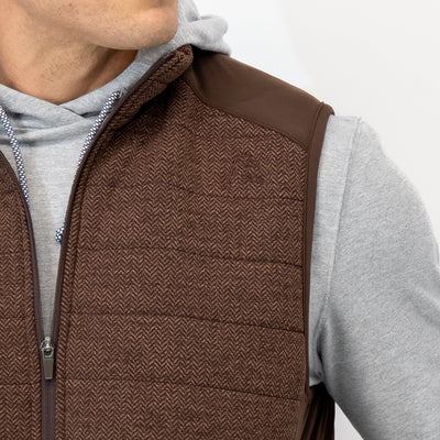 Fulton Performance Vest | The Herringbone Jacquard - Sepia/Cocoa