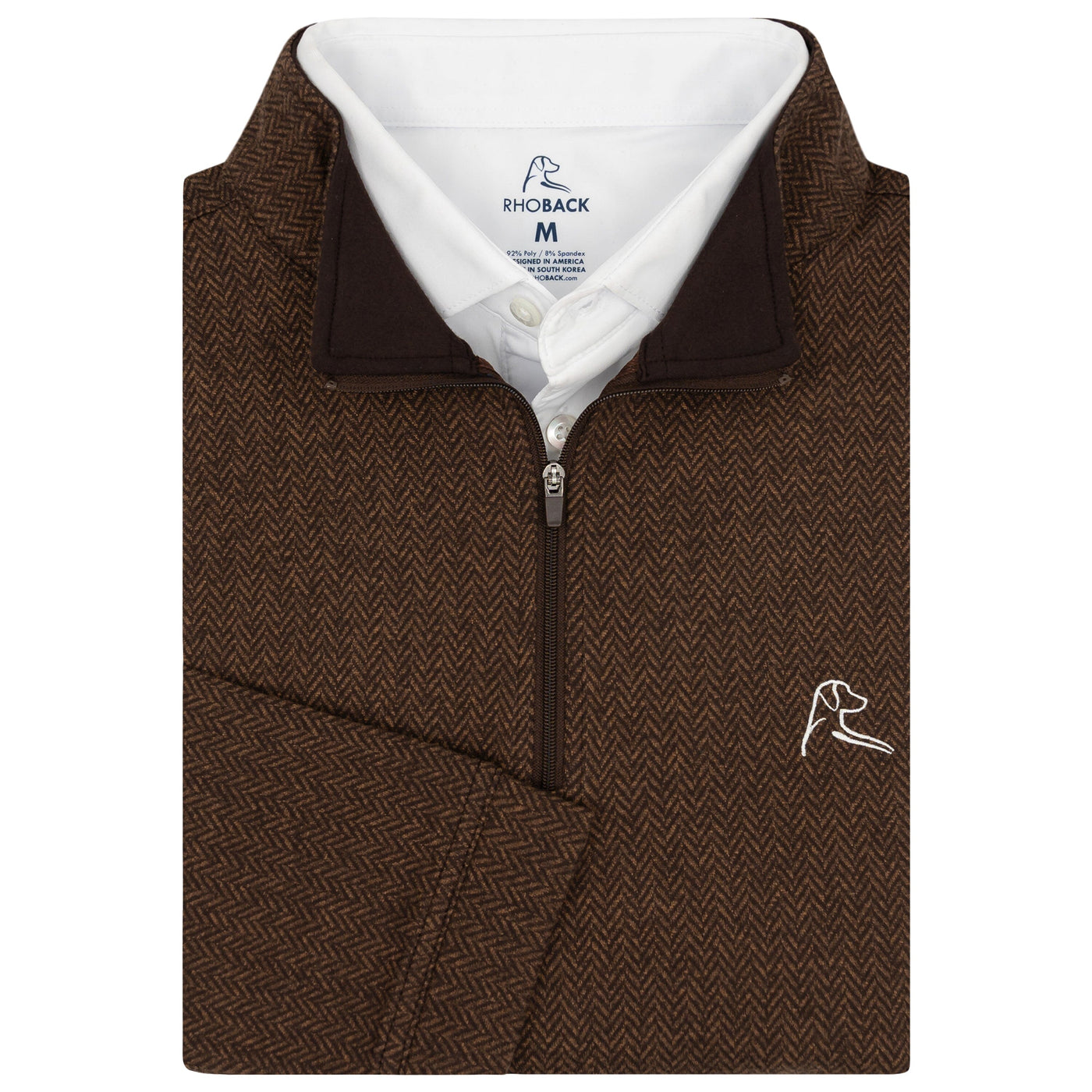 Herringbone Jacquard Performance Q-Zip | The Herringbone Jacquard - Sepia/Cocoa