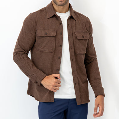 Sheffield Shirt | The Herringbone Jacquard - Sepia/Cocoa