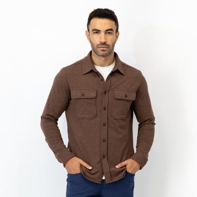 Sheffield Shirt | The Herringbone Jacquard - Sepia/Cocoa