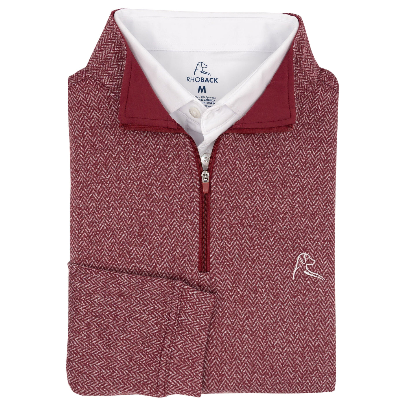 Herringbone Jacquard Performance Q-Zip | The Herringbone - Merlot/White