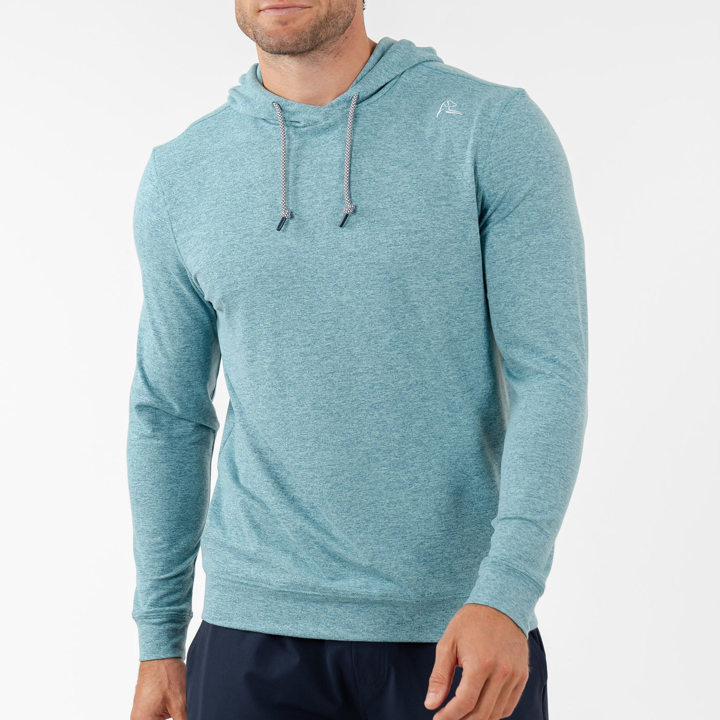 Hesi Performance Hoodie | Heather - Mariner Blue/Mint Green