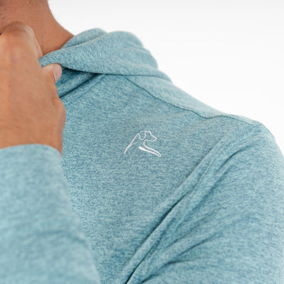 Hesi Performance Hoodie | Heather - Mariner Blue/Mint Green