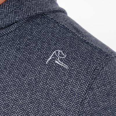 Hesi Performance Hoodie | Herringbone Jacquard - Fleet Navy/White