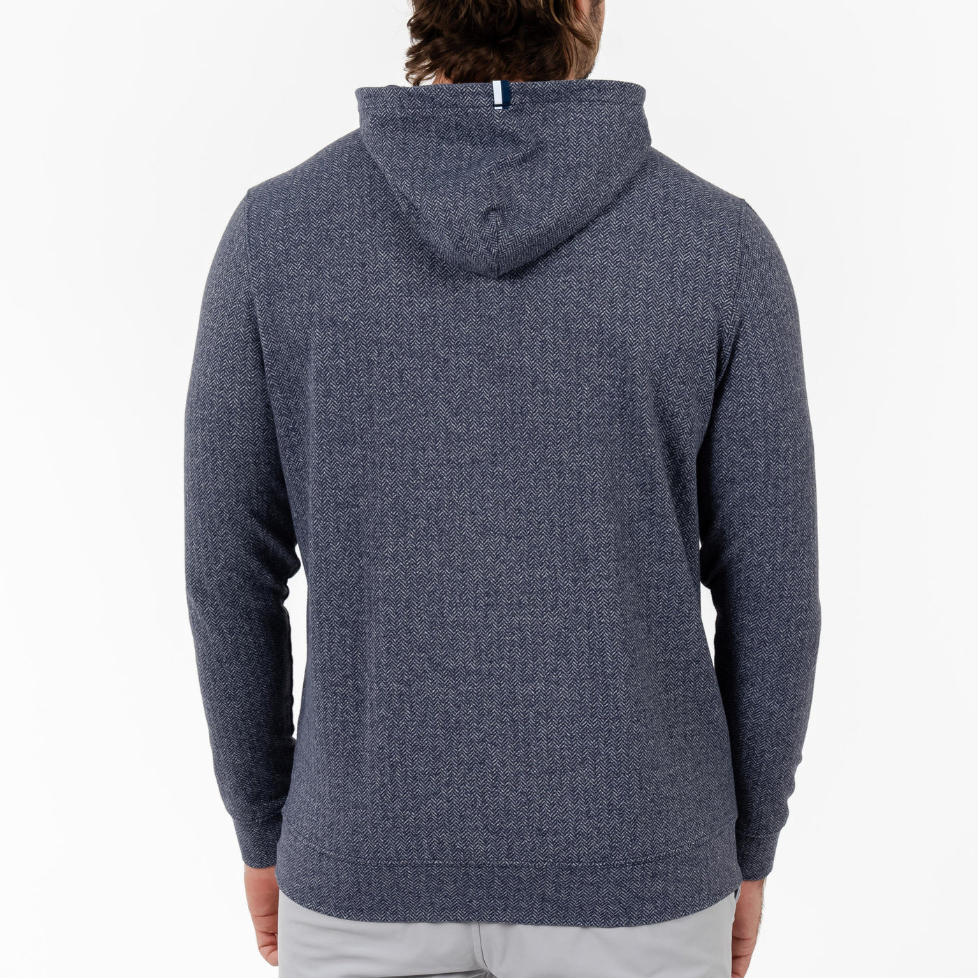 Hesi Performance Hoodie | Herringbone Jacquard - Fleet Navy/White