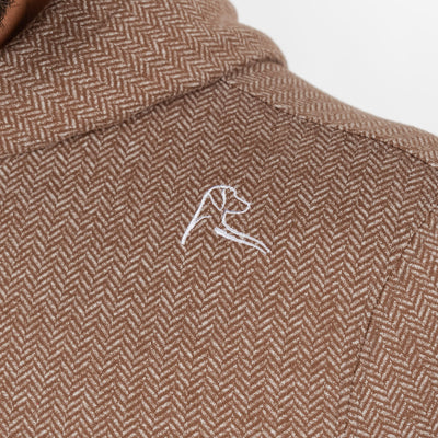 Hesi Performance Hoodie | Herringbone Jacquard - Saddle Brown/White