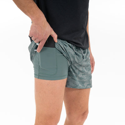 Grit Gym Short - 5" | The Hex Camo - Jungle Green