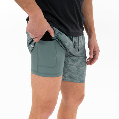 Grit Gym Short - 7" | The Hex Camo - Jungle Green
