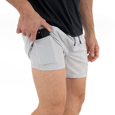 Grit Gym Short - 5" | The Hex Camo - Stratus Grey