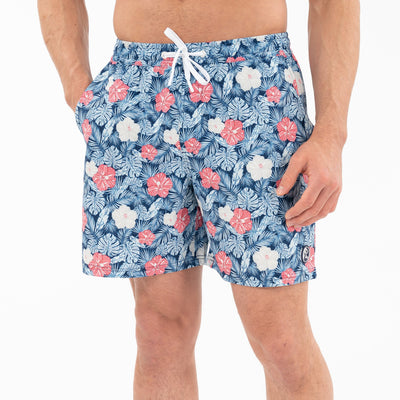 Medley Swim Trunk | The Hibiscus - Admiral Navy/Pale Blue